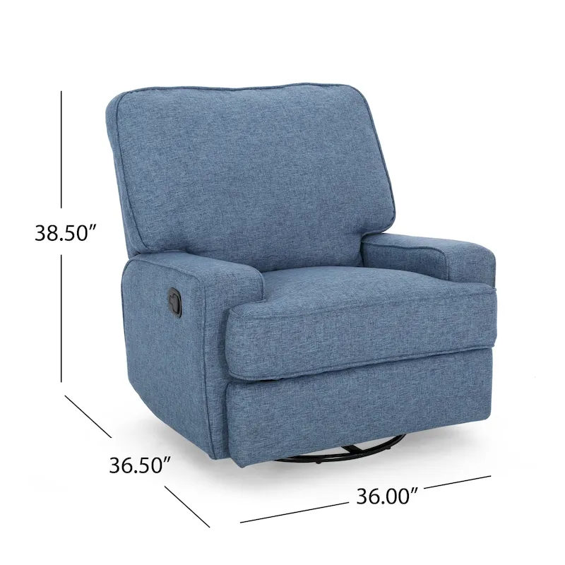 Charcoal/Navy Tweed Traditional Glider Recliner with Swivel, 1-Person
