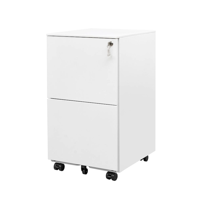 2 Drawer Steel Mobile Filing Cabinet with Lock and Anti-tilt Wheels