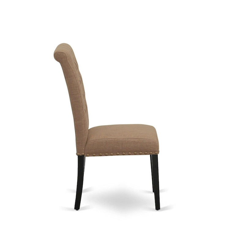 East West Furniture 11 Piece Dining Set- a Dining Table and 10 Light Sable Linen Fabric Chairs(Finish Options)