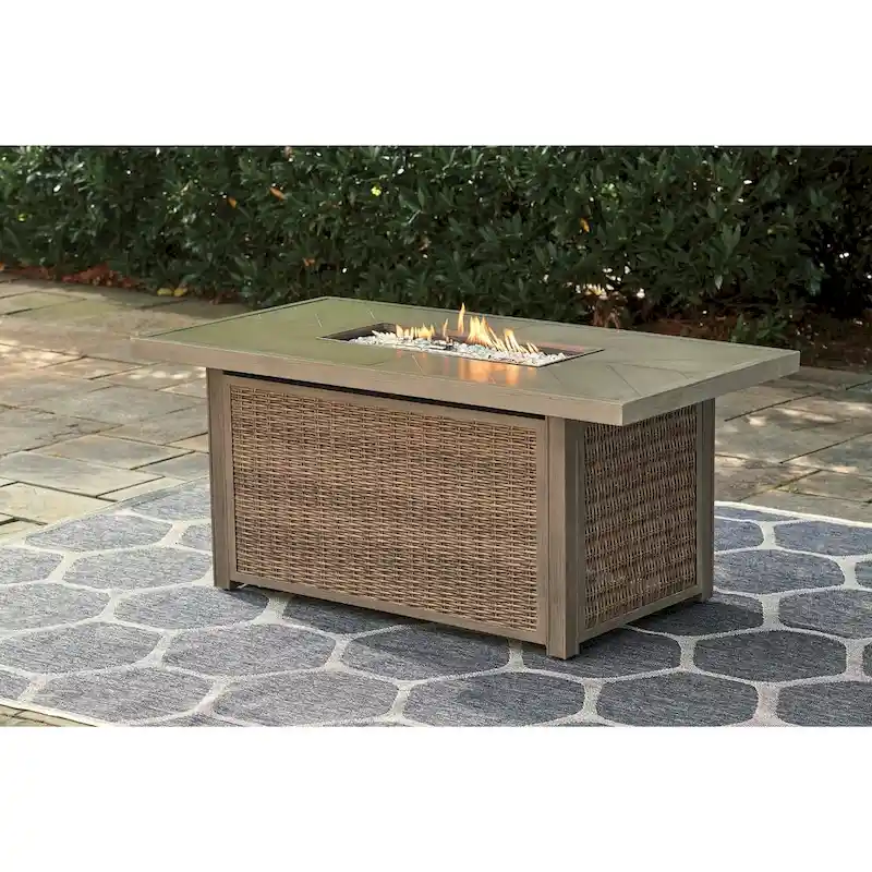 Beachcroft Outdoor Rectangular Fire Pit Table - 58