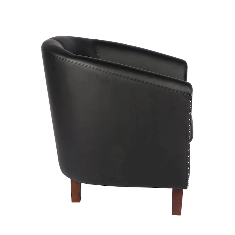 PU Leather Barrel Accent Chair - Brown Single Seat