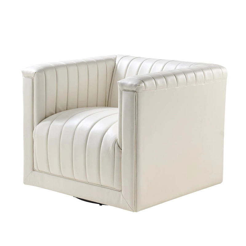 Esteban Modern Leather Upholstered Swivel Barrel Chair by HULALA HOME