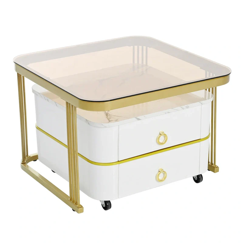 Nesting Coffee Table Set with Wheels, Set of 2