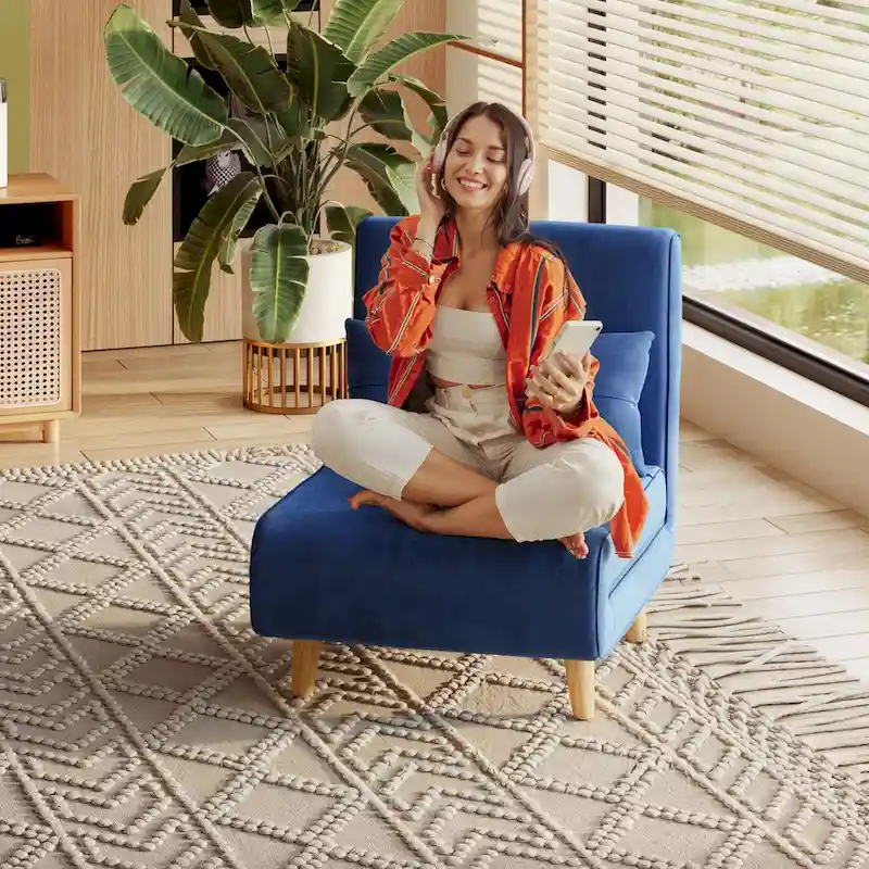 3 in 1 Convertible Upholstered Sofa Bed Sleeper Chair, Chaise Lounge Sofa, Folding Sleeper Chair, Recliner Chair with Pillow