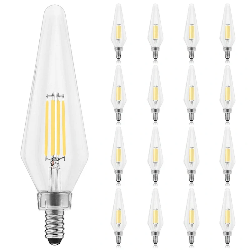 Luxrite E12 Candelabra LED Light Bulbs 60 Watt Equivalent, 2700K Warm White, Enclosed Fixture Rated, Dimmable...