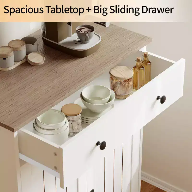 GustoWave 29.5'' Modern Sideboard Buffet Cabinet  Wood Kitchen Pantry, Adjustable Shelves, Coffee Bar Cupboard