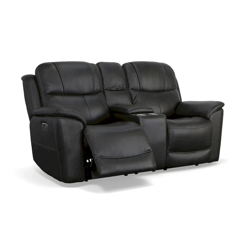 Crew Leather Power Reclining Zero Gravity Loveseat with Console, Power Headrests & Lumbar by Flexsteel