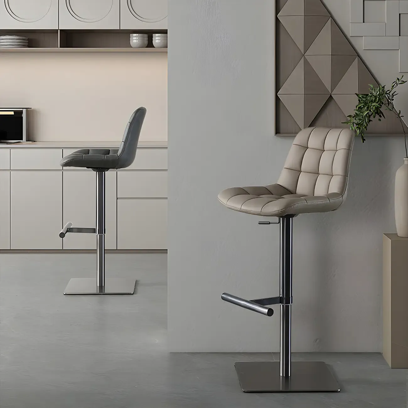 Modern Low Back Cushioned Swivel Adjustable Bar Stool