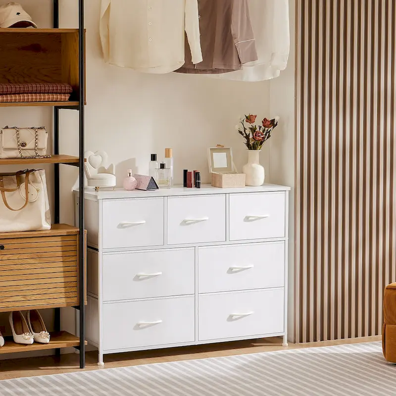 7 Storage Spaces, Assembled Wardrobe Lockers, Bedroom Furniture Lockers,White