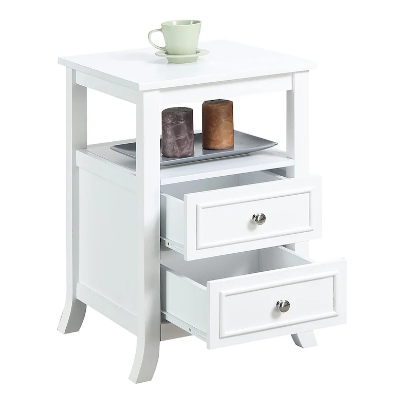 Convenience Concepts Melbourne 2 Drawer End Table with Shelf