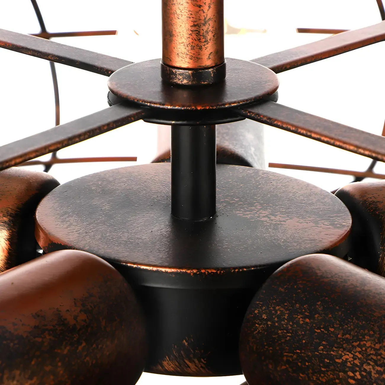 Industrial Metal Black Round Caged Semi Flush Ceiling Light