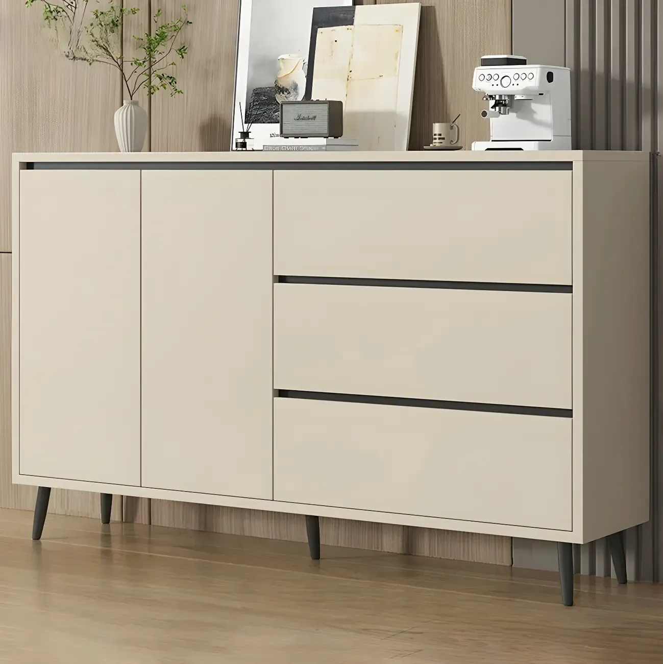 Modern Wooden Sideboard with Multi-Drawers and Cabinets