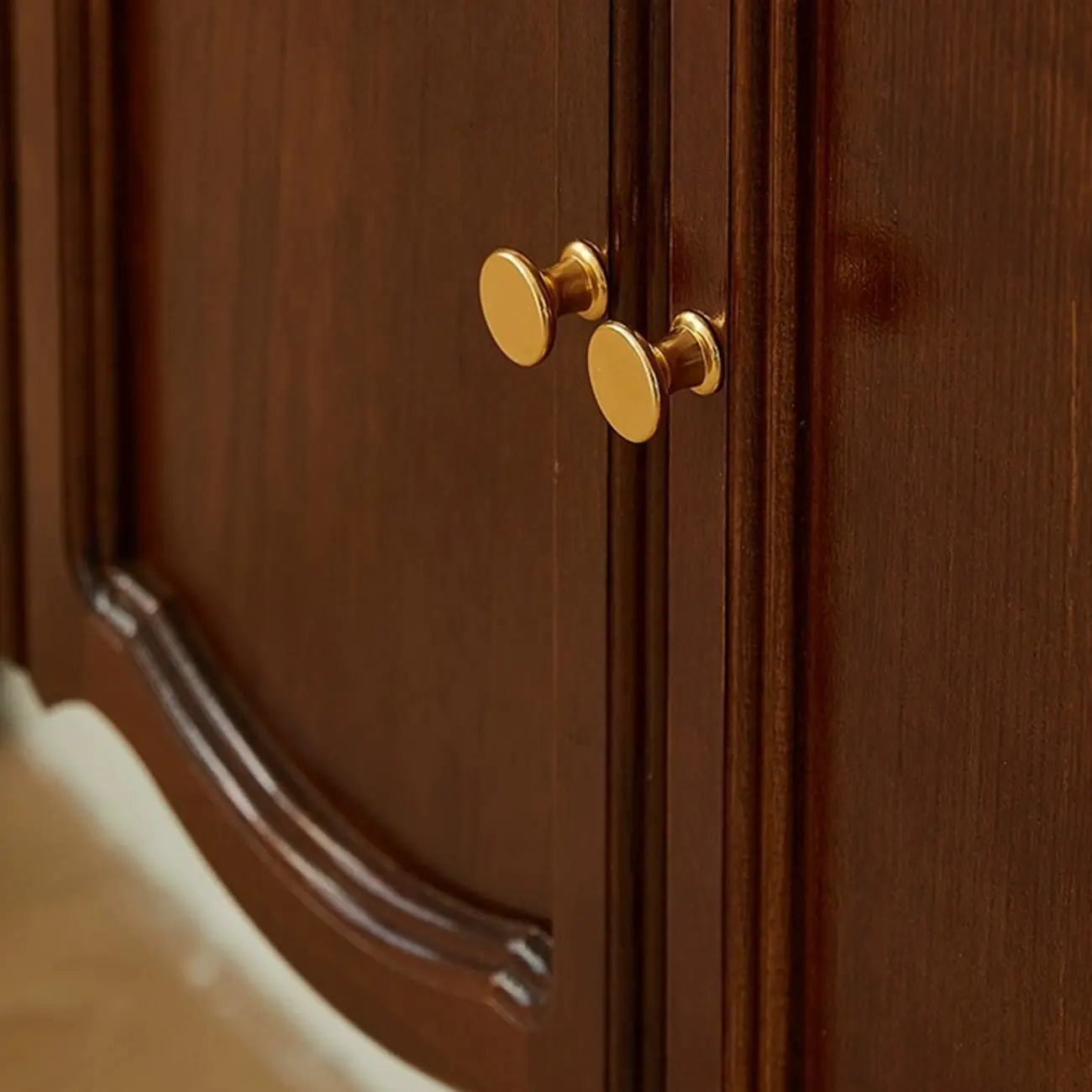 Traditional Brown Wooden Console Table with Drawers
