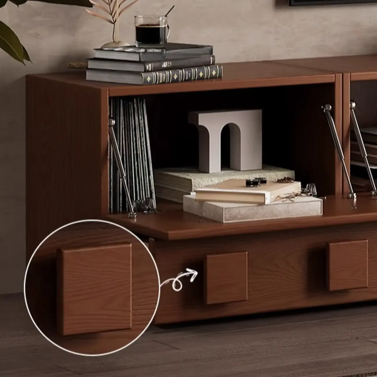 Living Room Brown 2-Tier Rectangular Wooden TV Stand