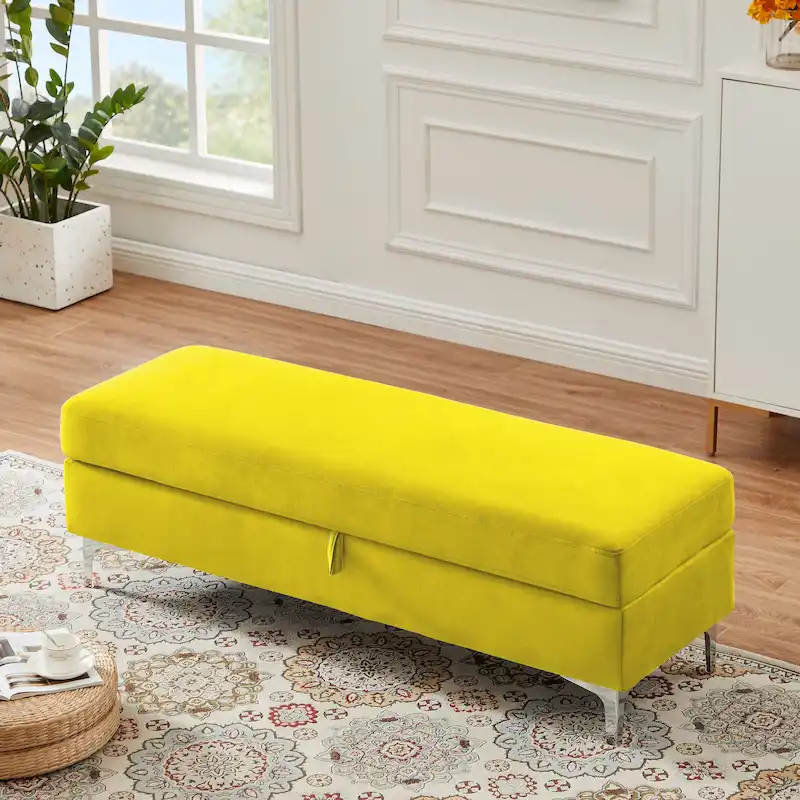 Yellow / Green / Dark Grey / White / Black / Camel Velvet Storage Bench – 1-Person