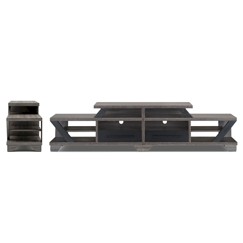 DH BASIC Modern Gray 82 Wide Open Shelf Tiered TV Stand by Denhour