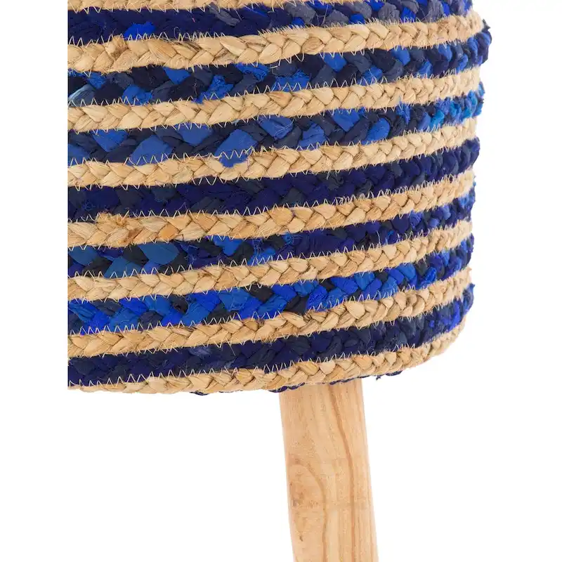 Livabliss Baeley Hand Crafted Bohemian Jute and Wood Foot Stool
