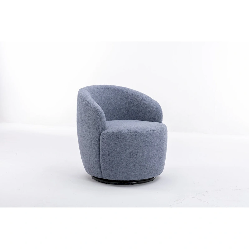 Swivel Accent Armchair Barrel Chair with Black Powder Coating, Blue