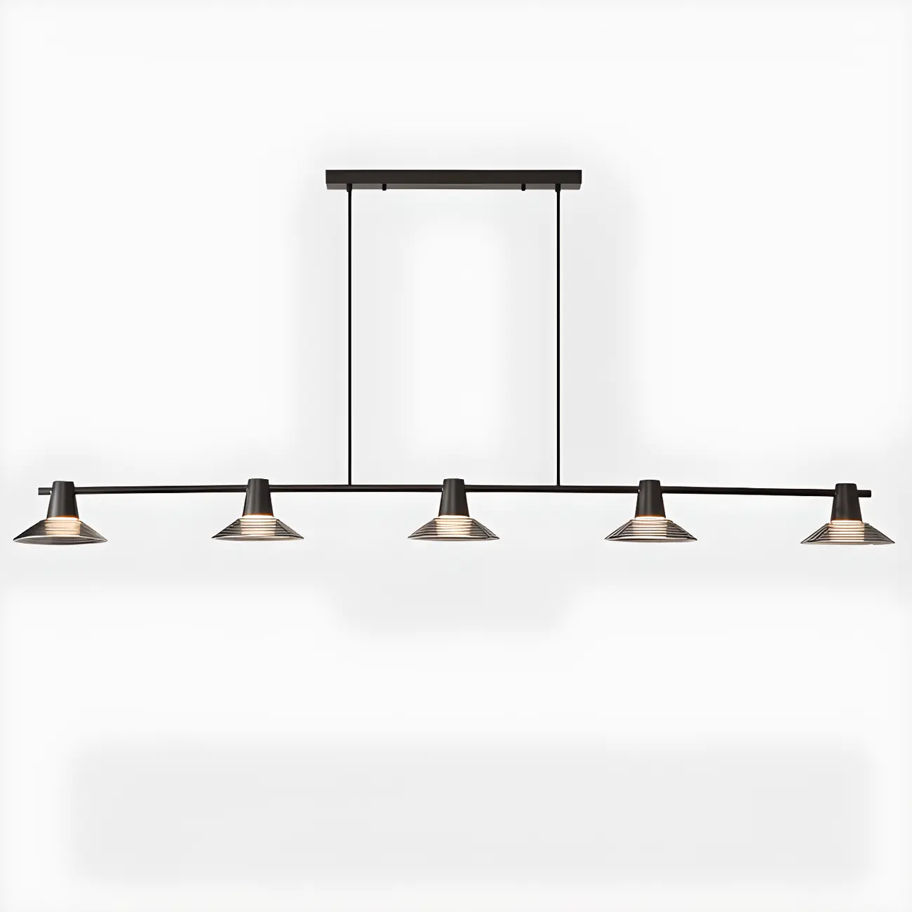 Modern Black Cone Glass 3-Light Island Light