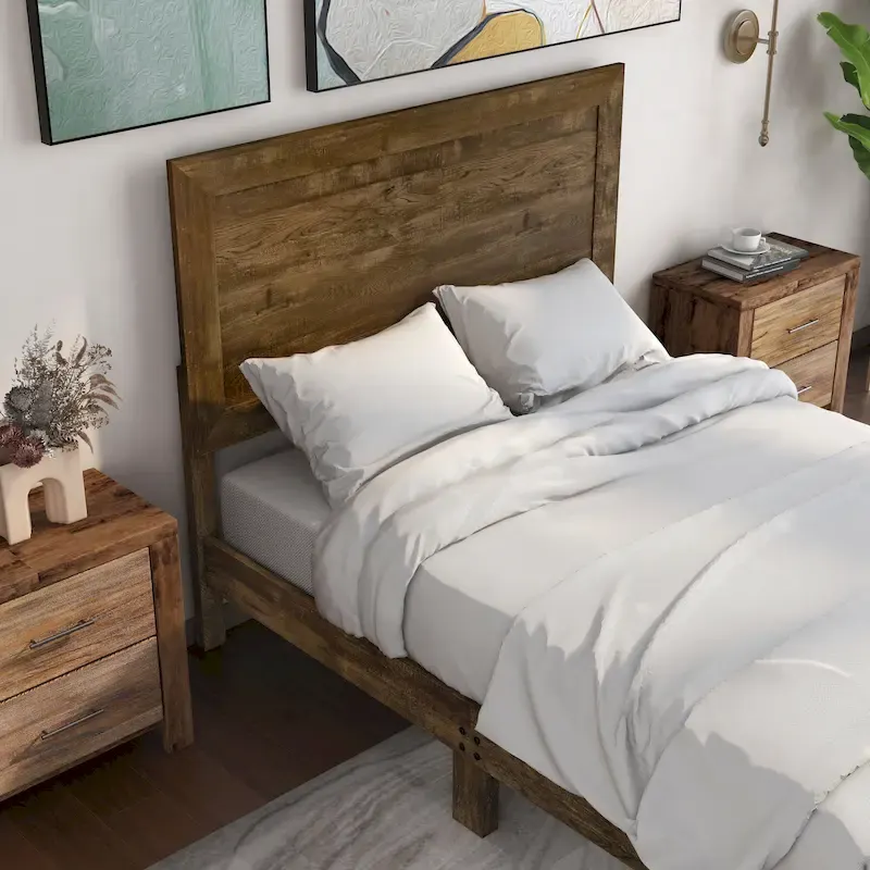 Furniture of America Greer Rustic Walnut Panel Wood Bed