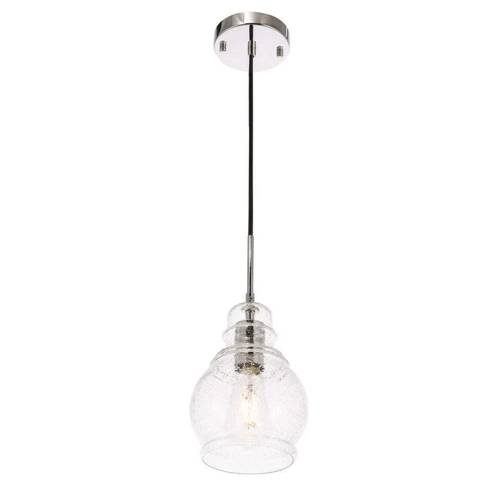Adelee 6.25-Inch 1-Light Clear Seeded Glass Pendant