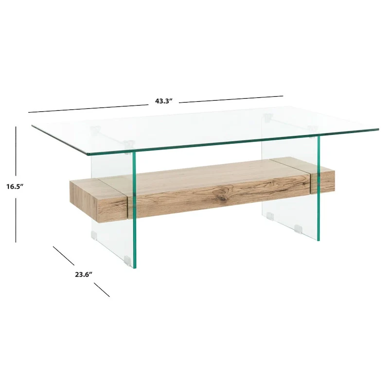 SAFAVIEH Gennie Modern Glass Coffee Table - 43.3  x 23.6  x 16.5  - 43Wx24Dx17H