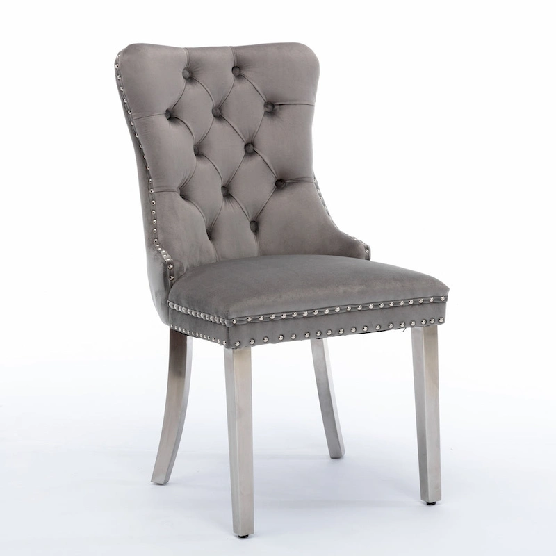 Velvet Upholstered Dining Chair with Chrome Stainless Steel Plating Legs