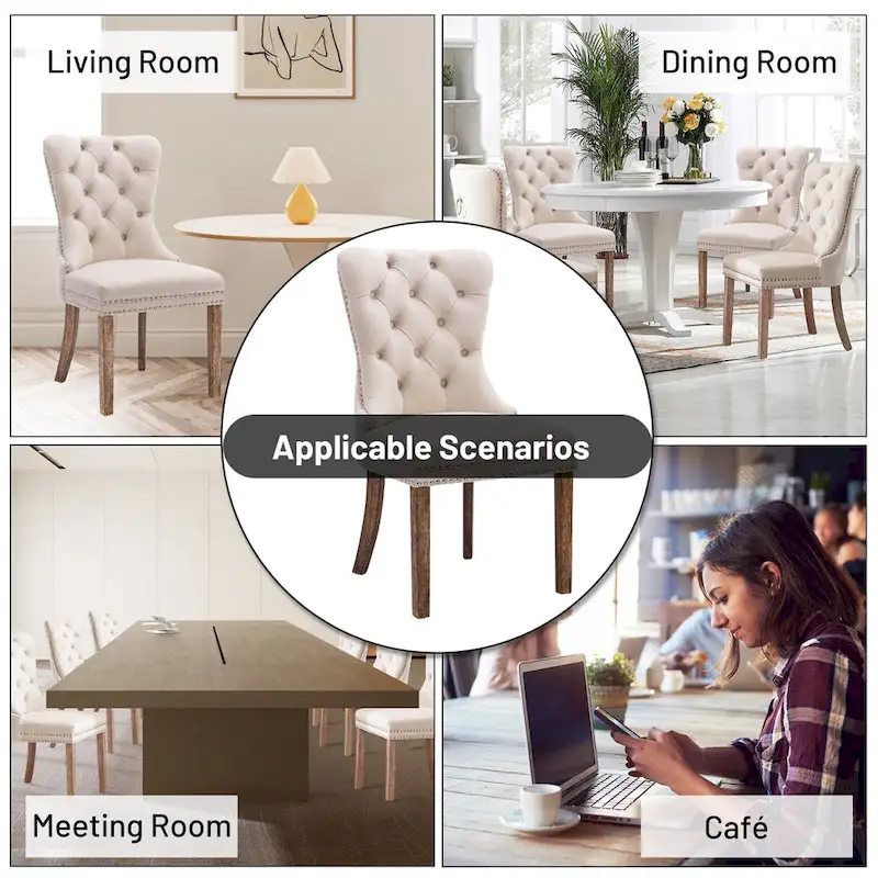 Luxury Upholstered Velvet Dining Chair with Solid Wood Legs