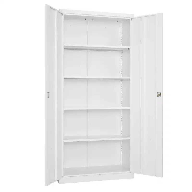 VEVOR Metal Storage Cabinet, 68.9 in Lockable Steel Garage Cabinet with 4 Adjustable Shelves, 2 Magnetic Doors, 2 Keys, 5 Tiers Tool Storage, White