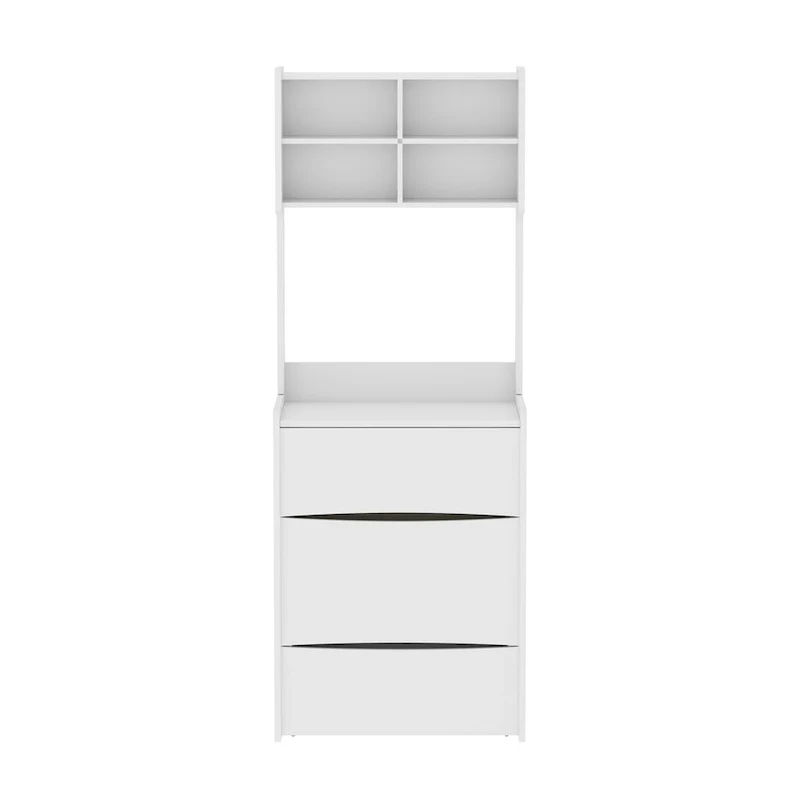 Black / White Vanity Dressing Table with Flip-Top LED Mirror & Upholstered Stool - Single Use