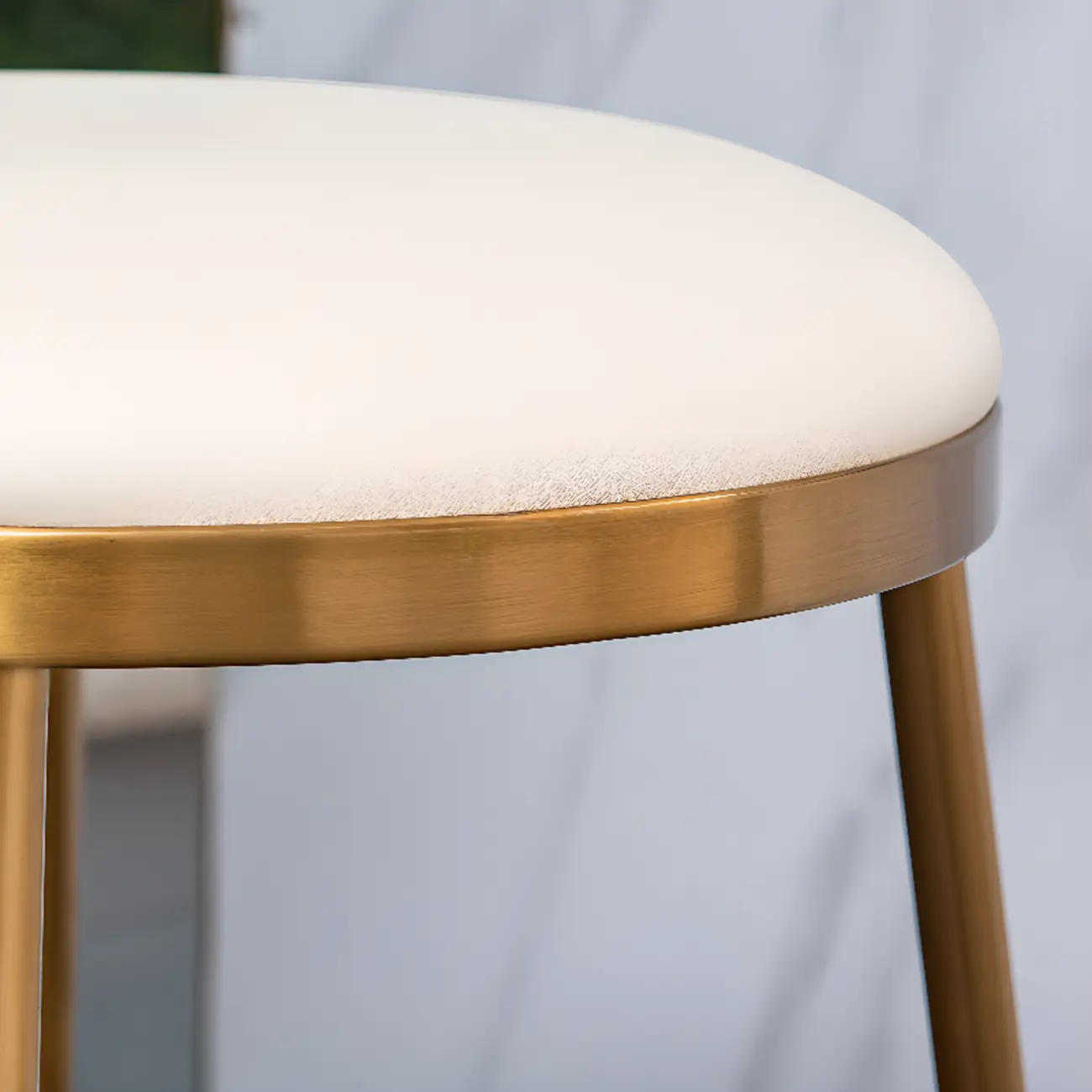 Modern 4-Leg Metal Faux Leather Upholstered Bar Stools