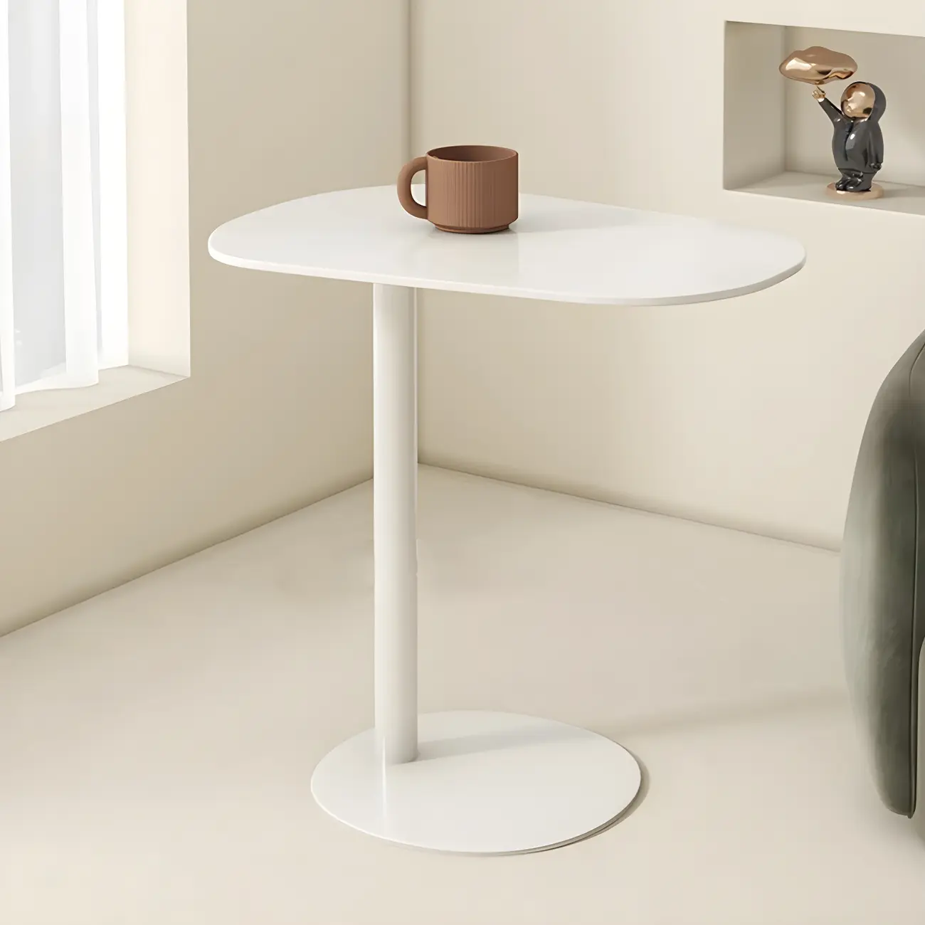 Modern Oval Metal C-Shaped End Table Black