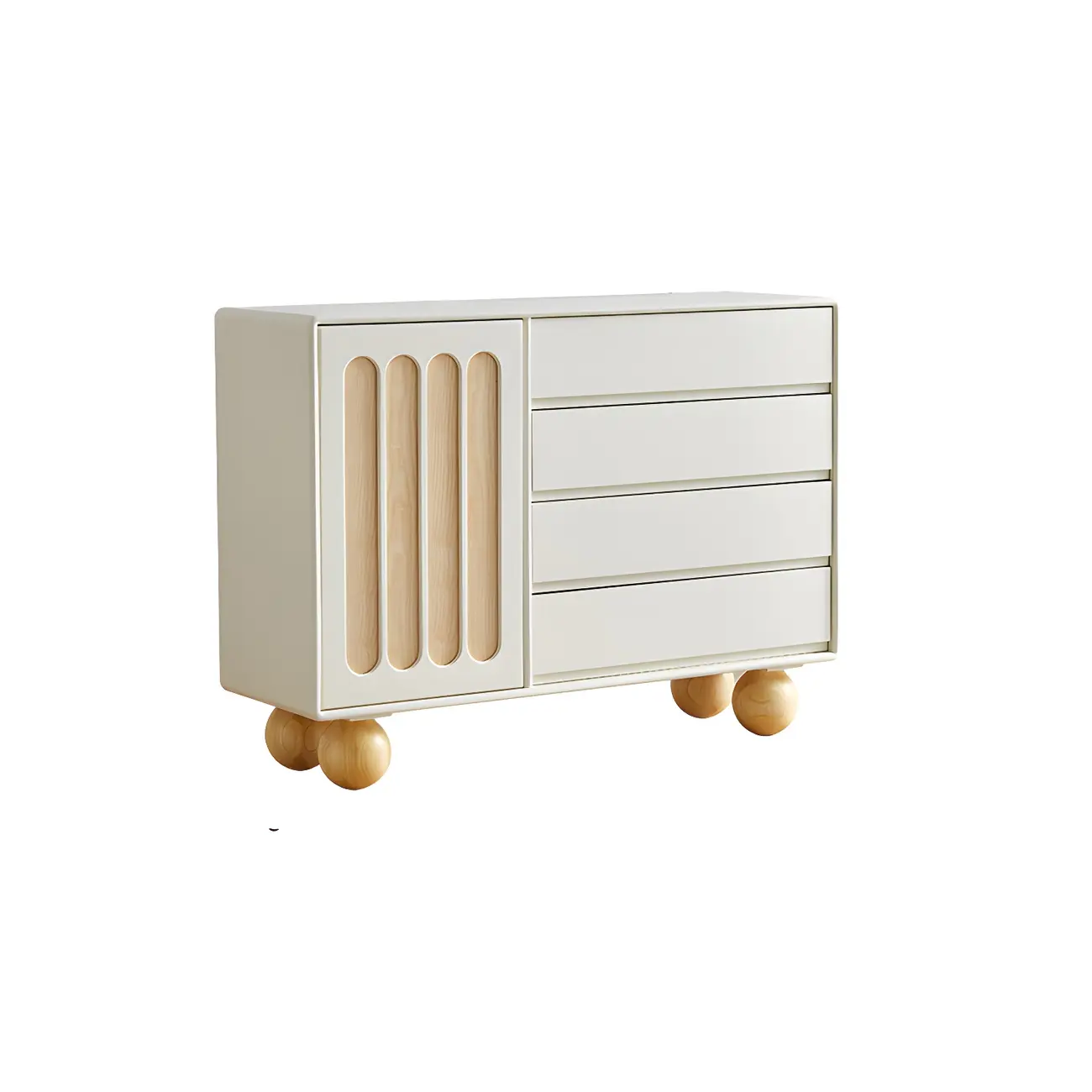 Modern Arched White Wood Open Storage Display Cabinet