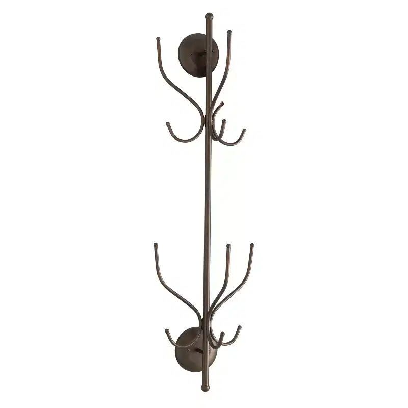 Kings Brand Furniture  Nino Metal 12 Hook Wall Mount Coat & Hat Rack, Pewter