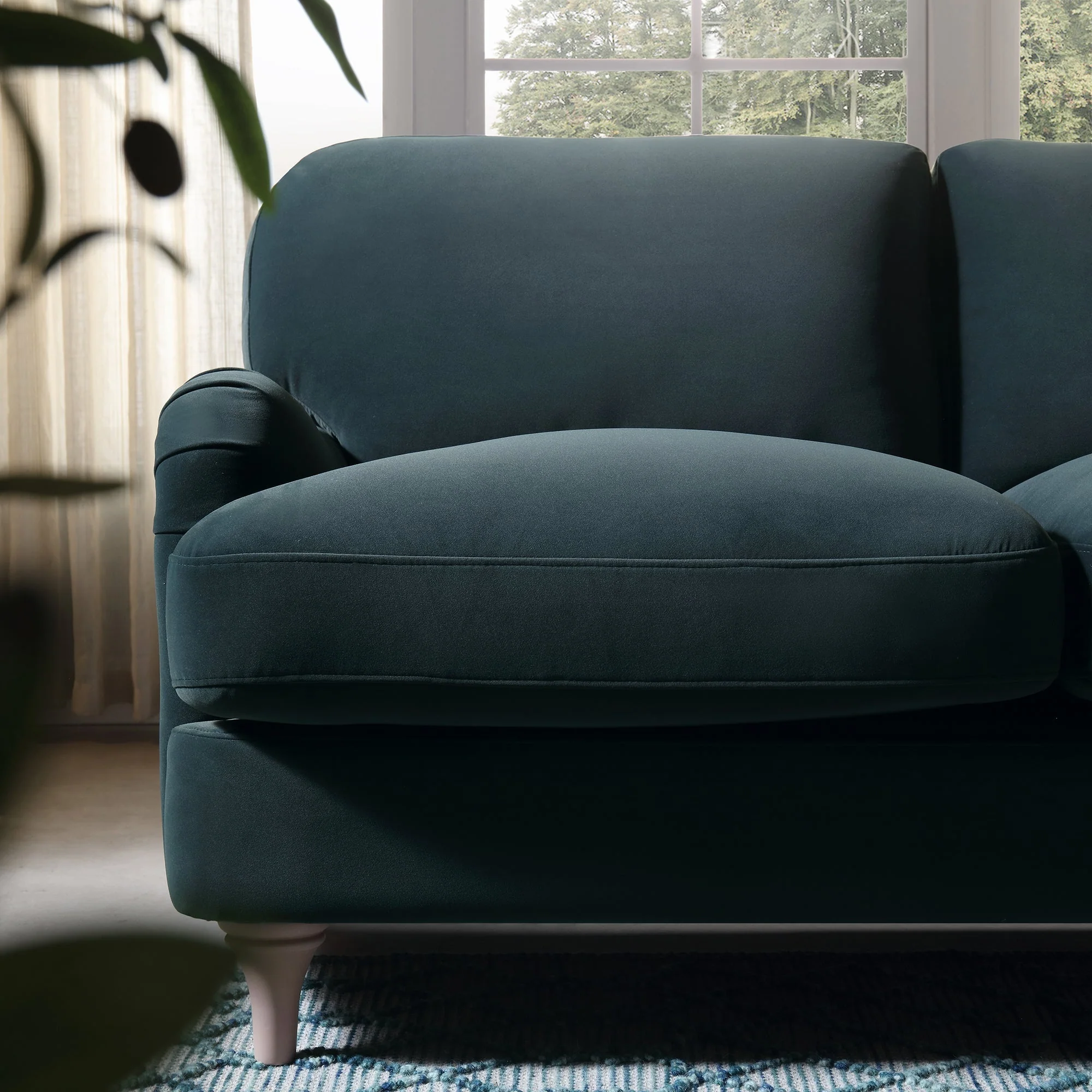 Aegean Blue Velvet Sofa, 2-Seater