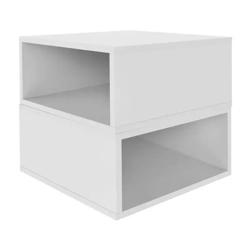 Niche 2pk Cubo Half Size Wood Stackable Storage Bookcase Shelf Organizer Cube Snow White