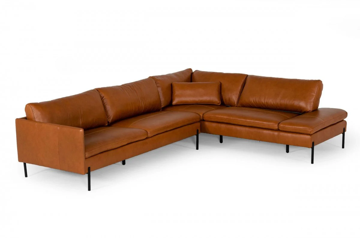 Cherry Leather Sectional in Cognac or Grey