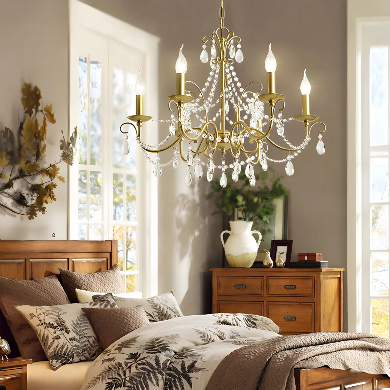 Gold Crystal Metal Elegant Classic Chandelier Light