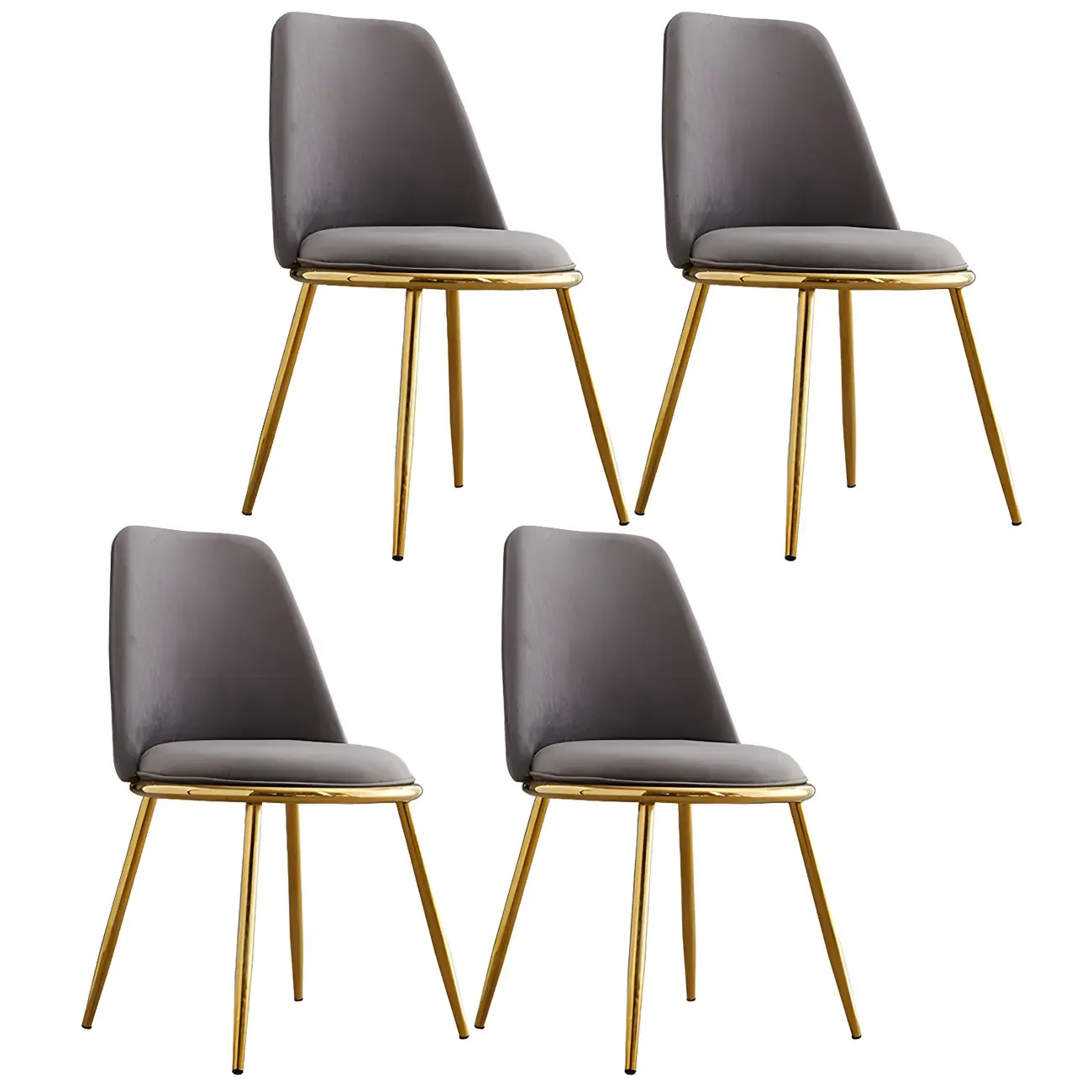 Glam Scandinavian Leather Armless Dining Chairs Metal Frame