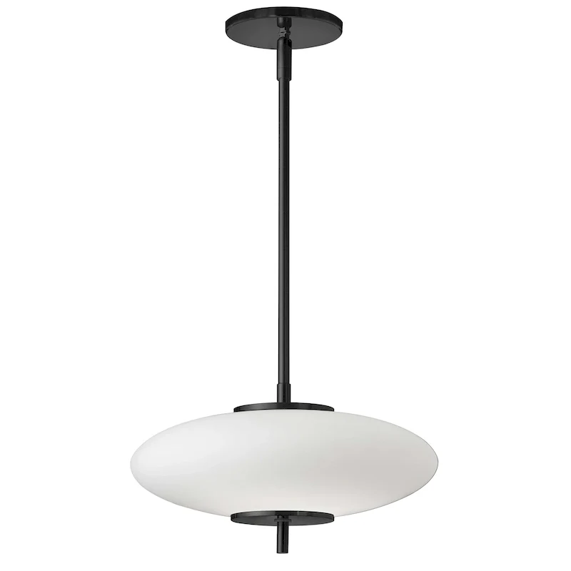 Dainolite Maddie Modern and Contemporary 20W Pendant Matte Black with Opal Glass