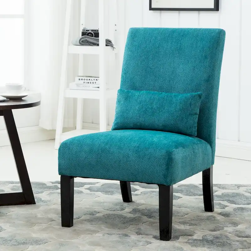 Teal Blue 31.75 High Back Polyester Accent Chair
