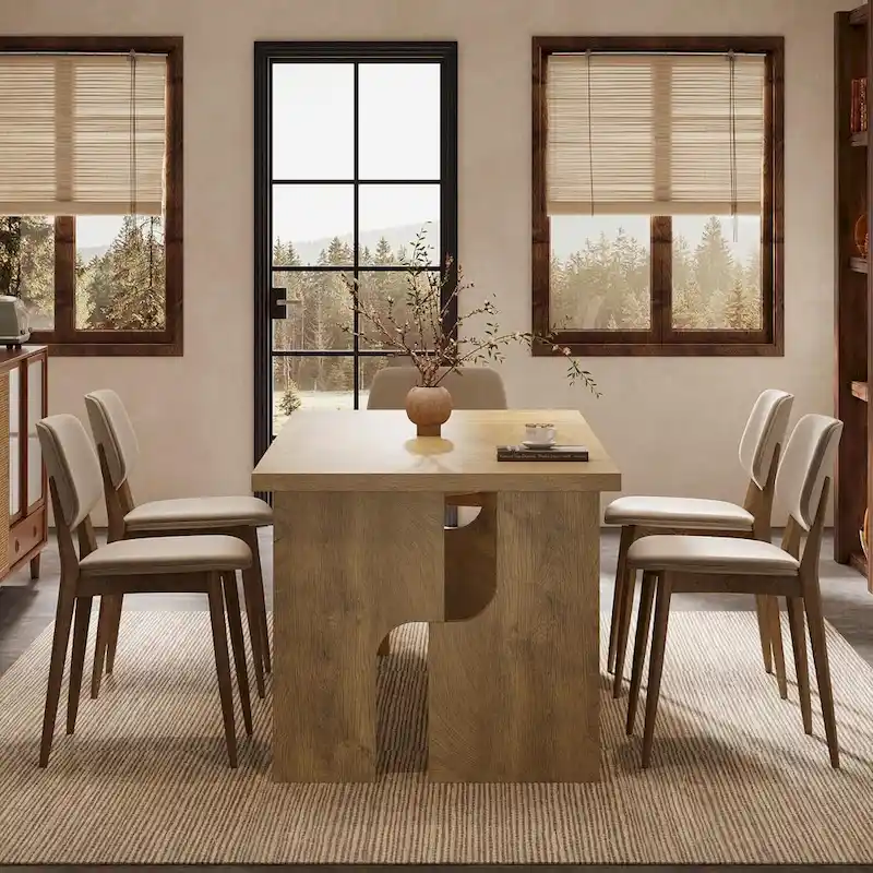 63  Dining Table Rectangle Kitchen Table with Modern Aesthetic Legs