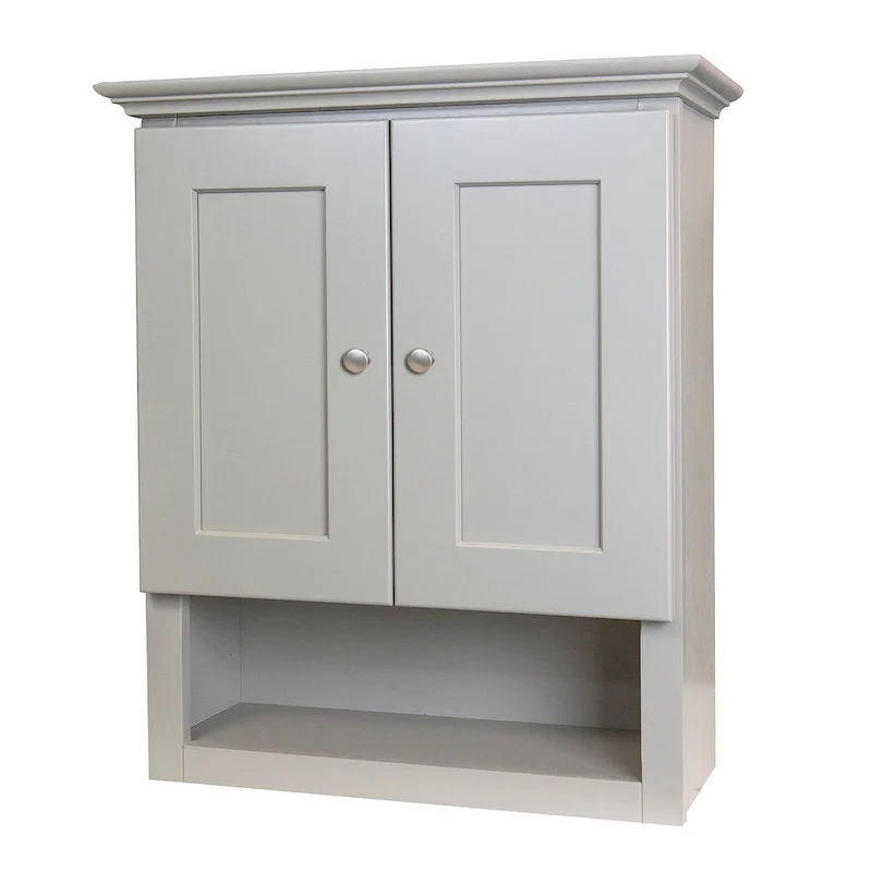 Grey Bathroom Wall Cabinet with Adjustable Shelf
