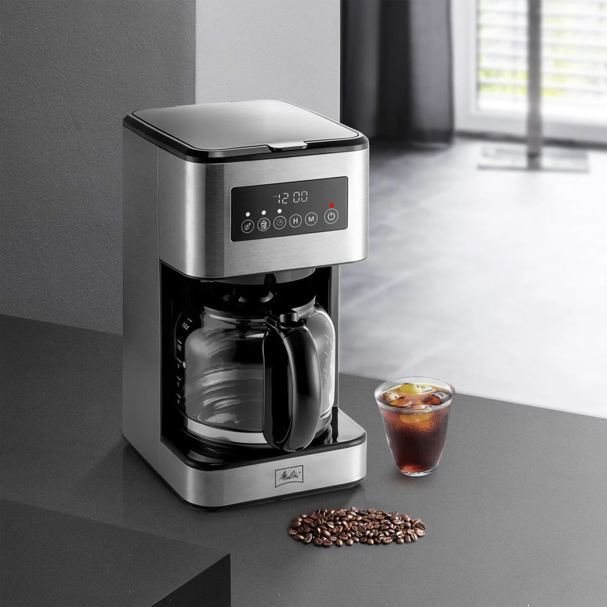 Melitta Aroma Tocco Plus 12-cup Hot and Iced Drip Coffee Maker with Glass Carafe and Touch Control Display