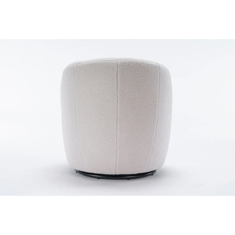 360° Swivel Barrel Accent Chair – Soft Teddy Fabric, Ergonomic Backrest
