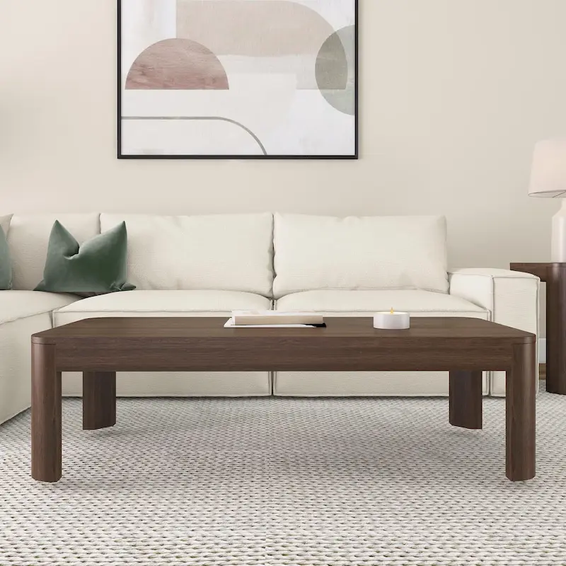 Plank and Beam Contour Curved Rectangular Coffee Table - 54