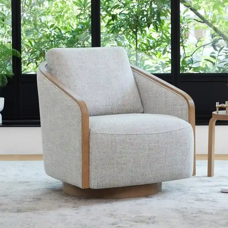 Modern Upholstered Living Room Swivel Bucket Accent Chair