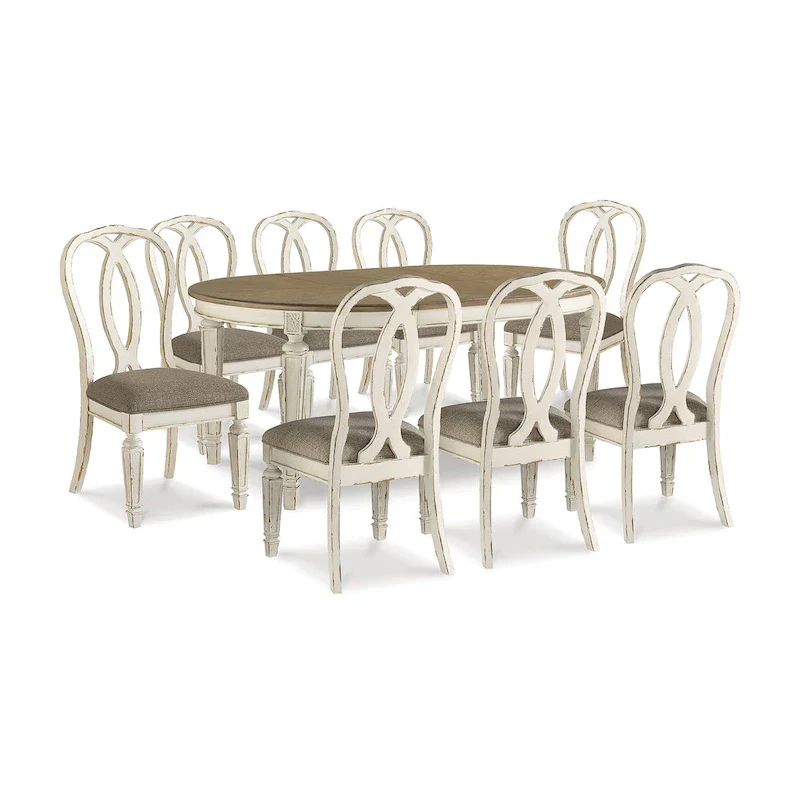 Realyn White/Brown 9-Piece Dining