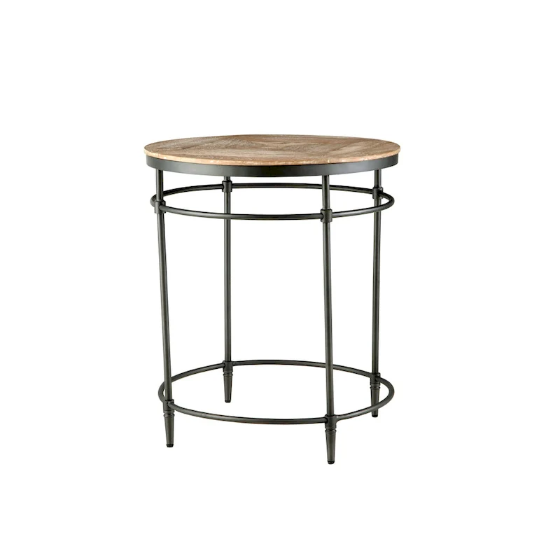 Fenway 22 Mango Solid Wood and Metal Round End Side Table - 22 inches long x 22 inches wide x 25 inches high