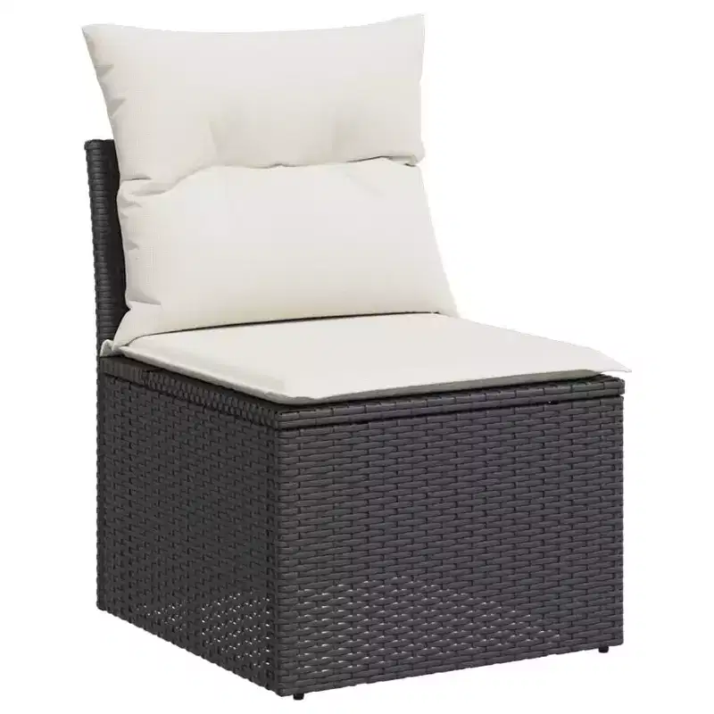 vidaXL Garden Sofa Set Black PE rattan Medium Modular Garden Sofa Set